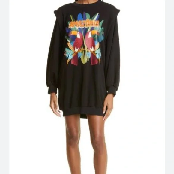 FARM RIO ‼️‼️Black Amazonia Sweater Dress NWT - Picture 1 of 14